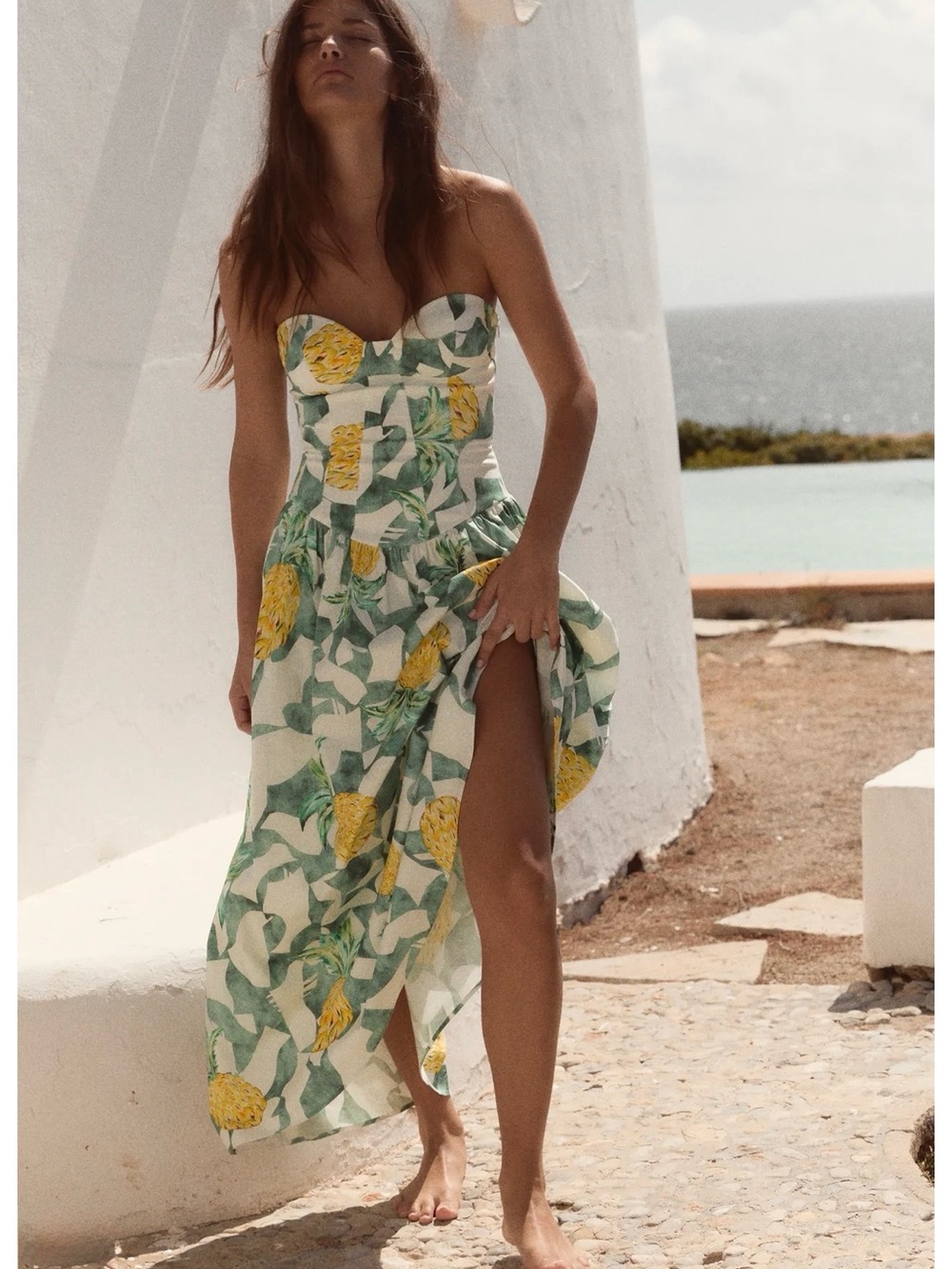 Zara FRUIT PRINT BUSTIER POPLIN DRESS - Picture 2 of 11